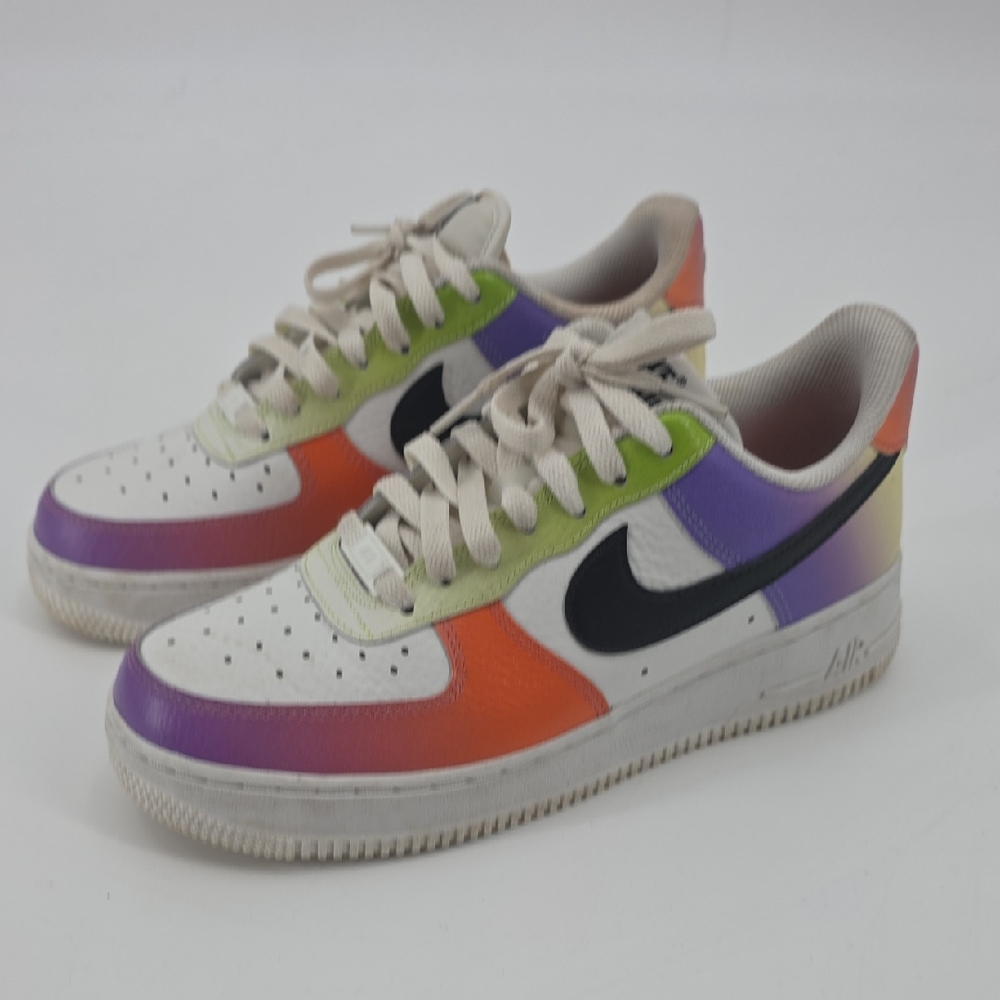 Nike Air Force 1 Purple and Orange Sneakers Vibrant Design Women's Size 7.5